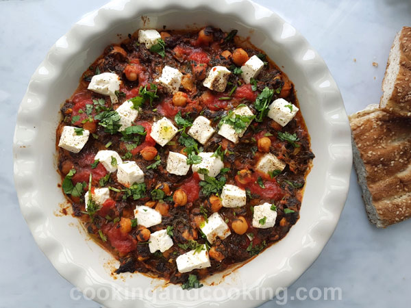 Baked Feta with Spinach and Chickpeas