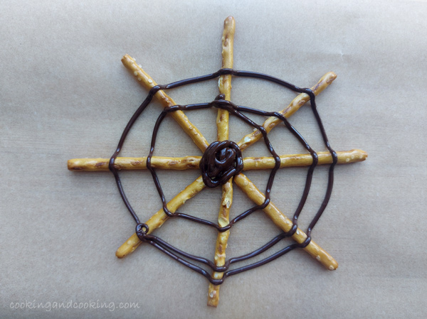 Halloween Pretzel Spider Webs