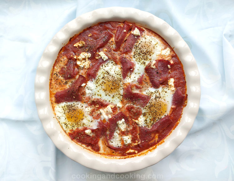 Salami Baked Eggs