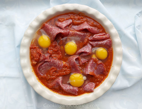 Salami Baked Eggs