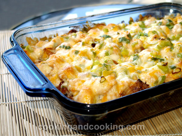 loaded chicken and potato casserole, loaded chicken baked potato, B...